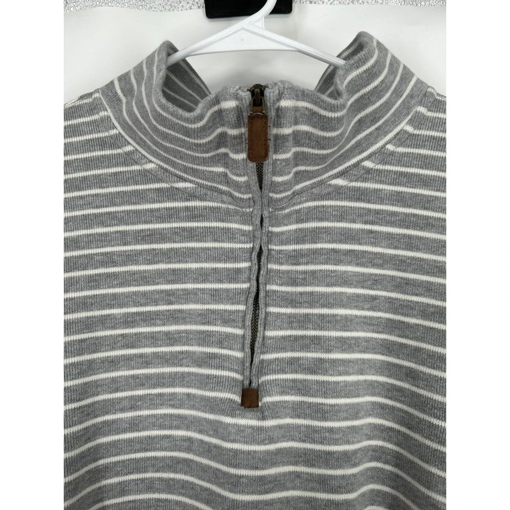 Polo Ralph Lauren Sweater‎ Mens 3XL Tall 3XLT Grey White Striped Quarter 1/4 Zip